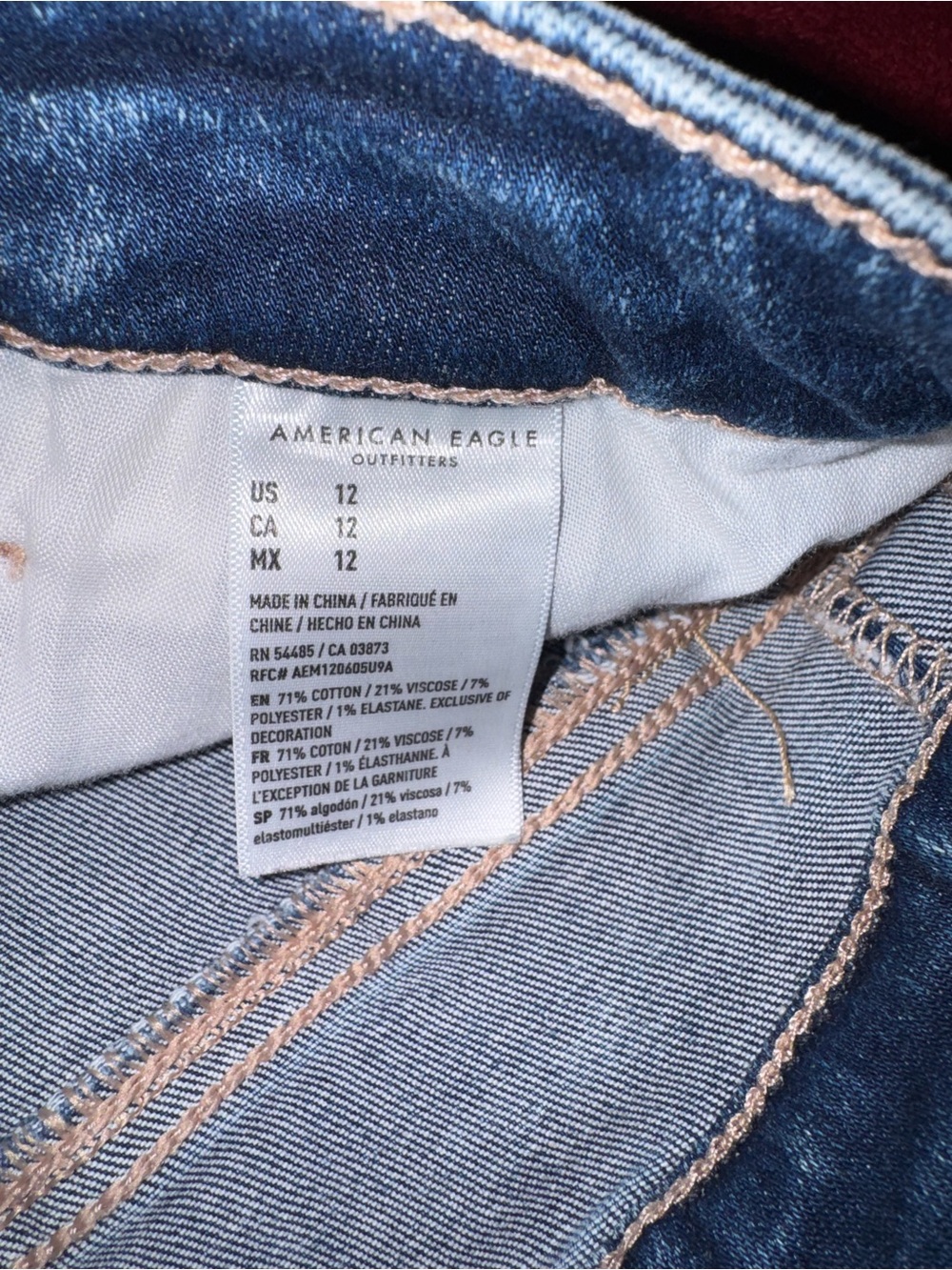 American Eagle Outfitters Dark Blue Distressed Jean Shorts Next Level Stretch 12 - Picture 6 of 7